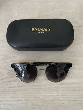 Balmain Wayfarer Style Black and Gold Sunglasses